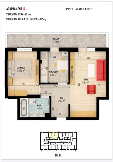 Apartament 2 Camere 62mp Top Trade Residence