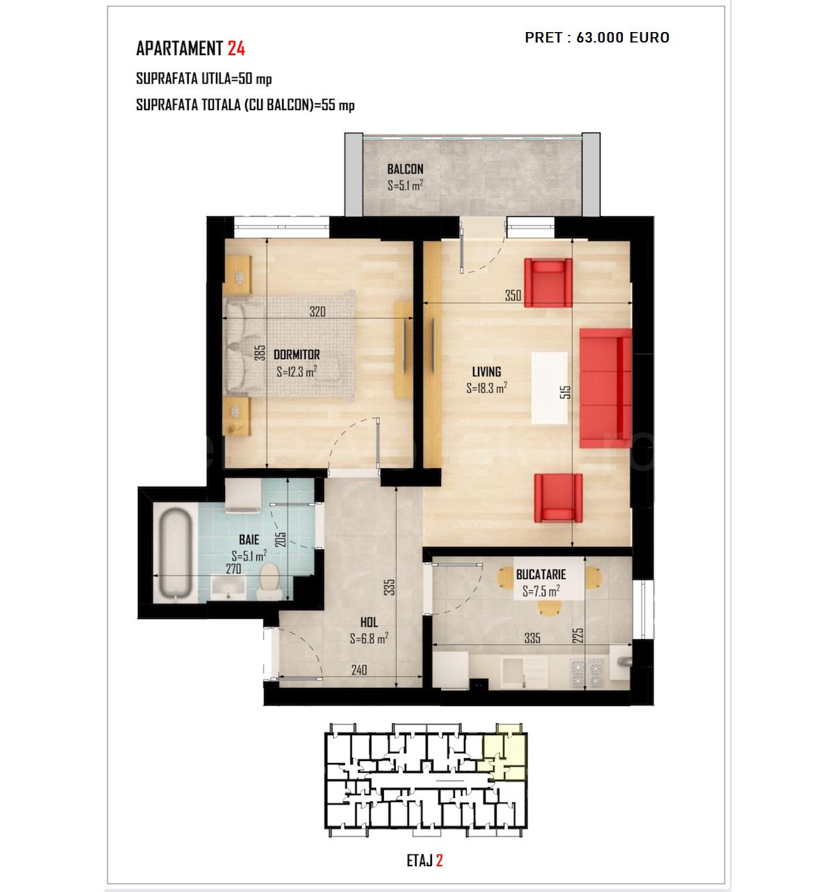 Apartament 2 Camere 55mp Top Trade Residence