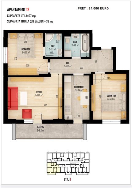 Apartament 3 Camere 76mp Top Trade Residence