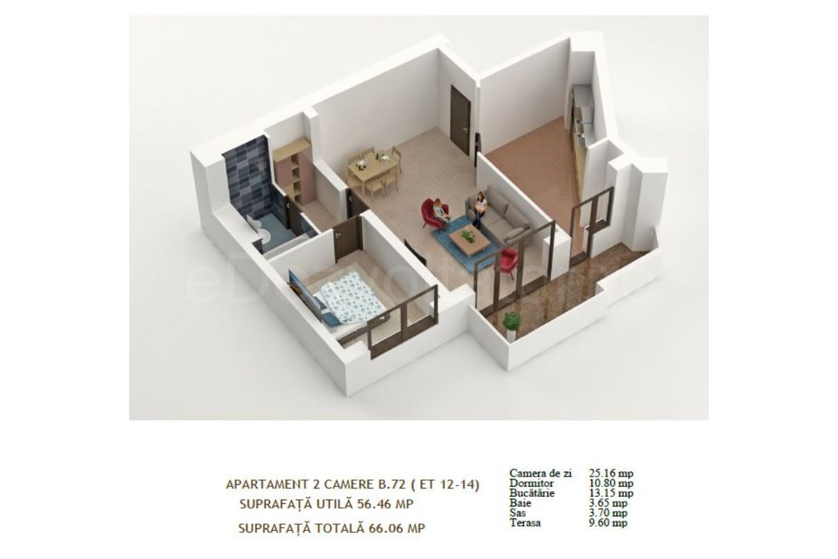 Apartament 2 Camere 66mp Global Residence Monolitului