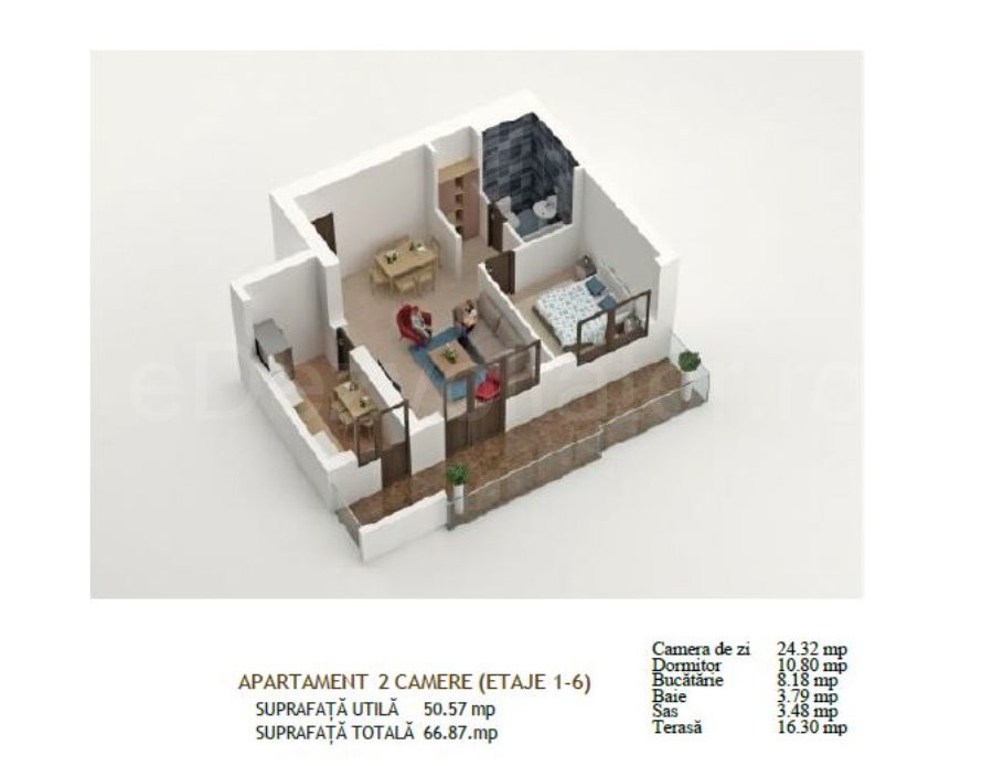 Apartament 2 Camere 67mp Global Residence Monolitului