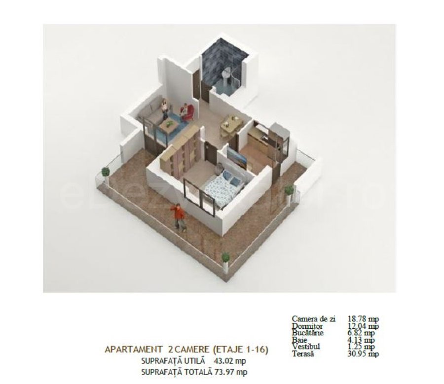 Apartament 2 Camere 74mp Global Residence Monolitului