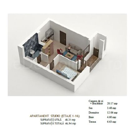 Apartament 2 Camere 47mp Global Residence Monolitului