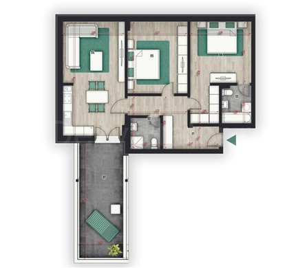 Apartament 3 Camere 100mp Color Pallady Residence