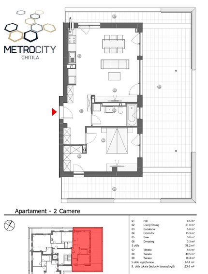 Apartament 2 Camere 126mp MetroCity