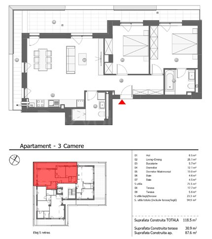 Apartament 3 Camere 95mp MetroCity