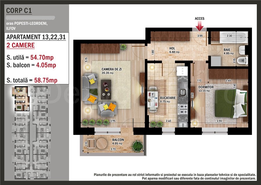 Apartament 2 Camere 59mp Agnes Residence VIII