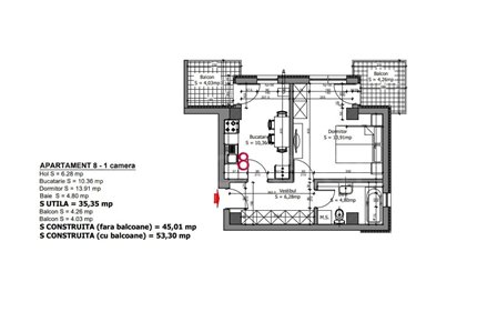Garsonieră 44mp Etalon Residence 2