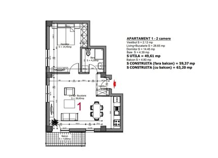 Apartament 2 Camere 54mp Etalon Residence 2