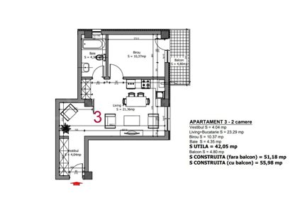 Apartament 2 Camere 47mp Etalon Residence 2