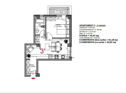 Apartament 2 Camere 42mp Etalon Residence 2