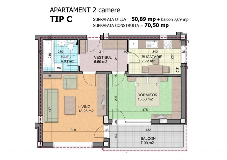 Apartament 2 Camere 58mp Titan Apartments