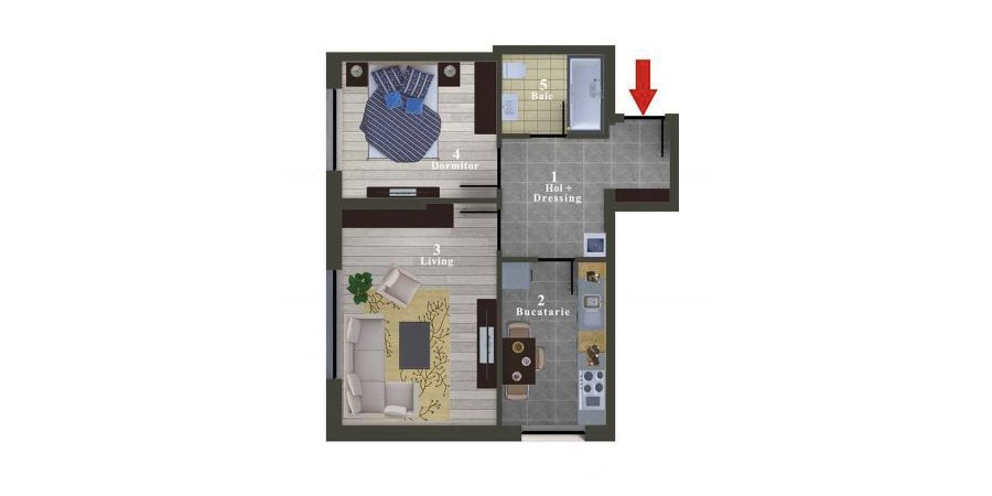 Apartament 2 Camere 47mp 99D Residence
