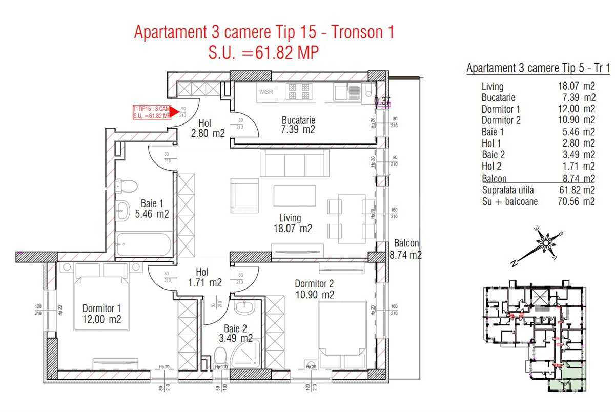 Apartament 3 Camere 71mp Arghezi Park Residence