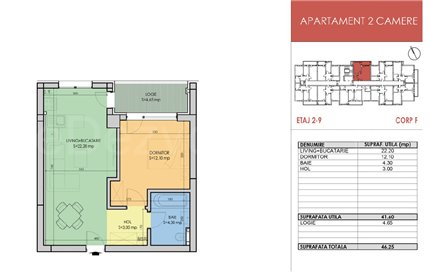 Apartament 2 Camere 46mp Apollo Residence Pasarela Berceni