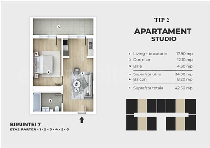 Apartament 2 Camere 43mp Unik Residence 7