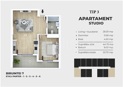 Apartament 2 Camere 54mp Unik Residence 7