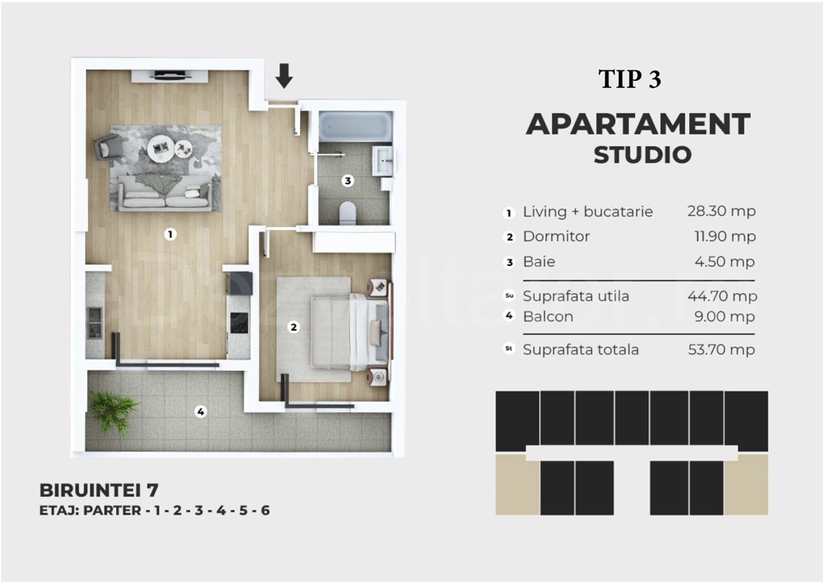 Apartament 2 Camere 54mp Unik Residence 7