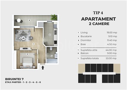 Apartament 2 Camere 53mp Unik Residence 7