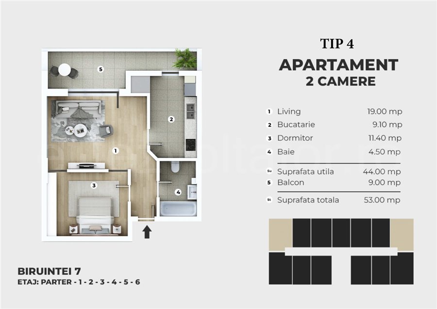 Apartament 2 Camere 53mp Unik Residence 7
