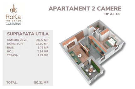 Apartament 2 Camere 50mp Roka Residence Doamna Ghica