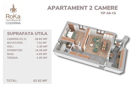 Apartament 2 Camere 63mp Roka Residence Doamna Ghica