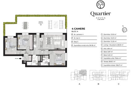Apartament 4 Camere 138mp Quartier Azuga