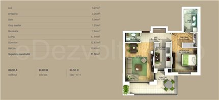 Apartament 2 Camere 63mp Onix Park North Area Residence