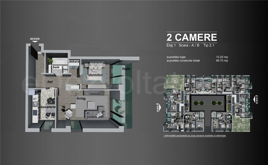Apartament 2 Camere 90mp Macro Nord Residence