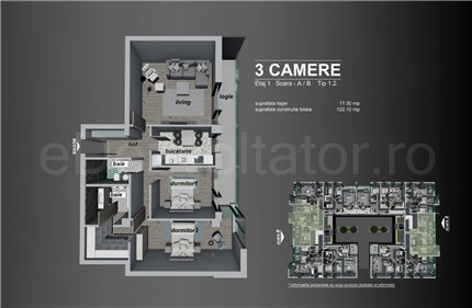 Apartament 3 Camere 122mp Macro Nord Residence