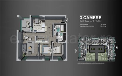 Apartament 3 Camere 126mp Macro Nord Residence