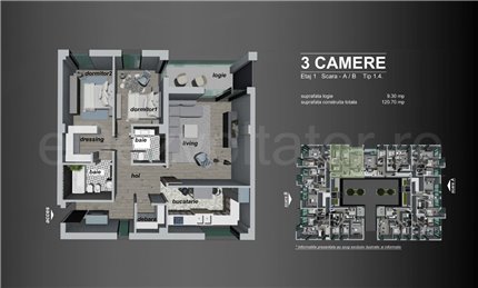 Apartament 3 Camere 121mp Macro Nord Residence