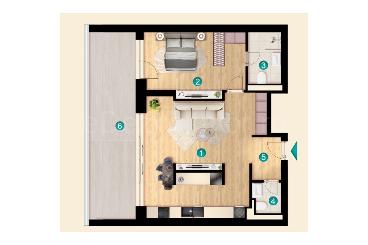 Apartament 2 Camere 97mp iResidence