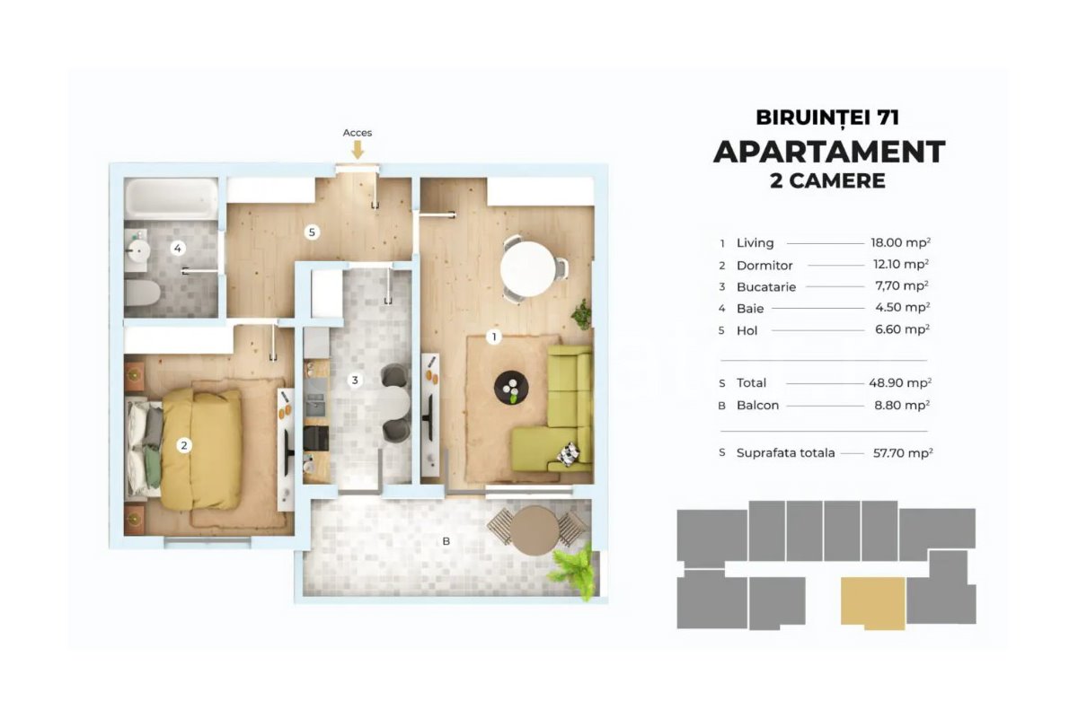 Apartament 2 Camere 58mp Siena Residence 3