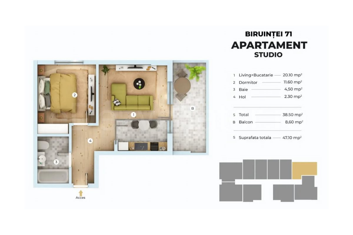Apartament 2 Camere 47mp Siena Residence 3