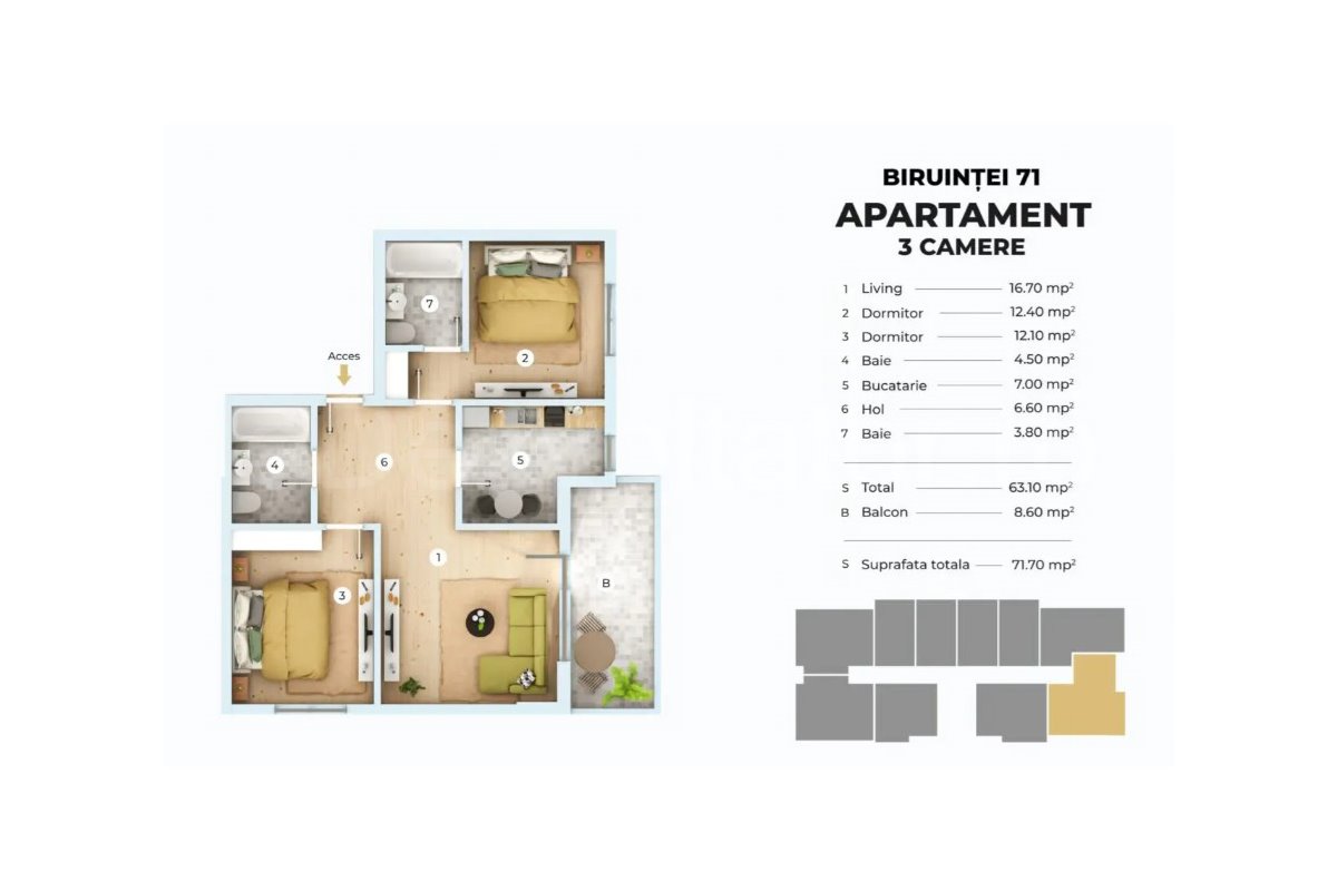 Apartament 3 Camere 72mp Siena Residence 3