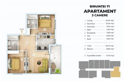 Apartament 3 Camere 72mp Siena Residence 3