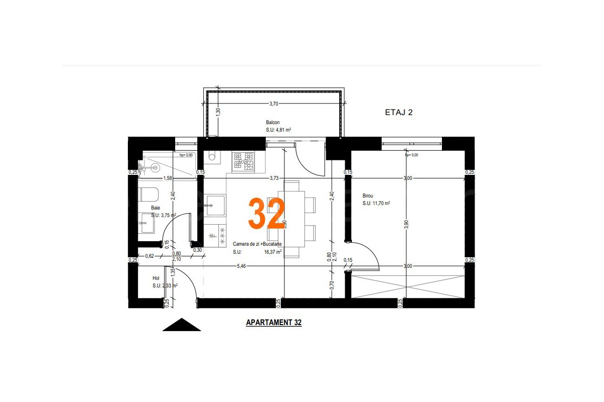 Apartament 2 Camere 37mp Complex Lara
