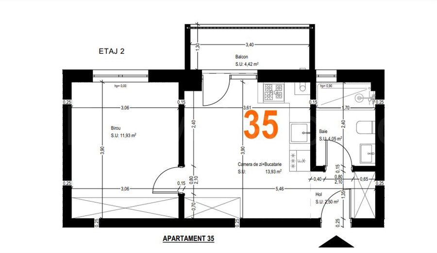 Apartament 2 Camere 37mp Complex Lara