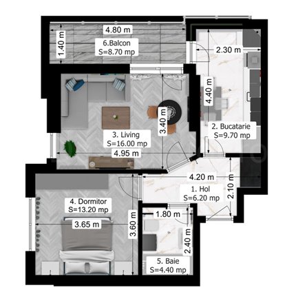 Apartament 2 Camere 58mp Oxy Residence
