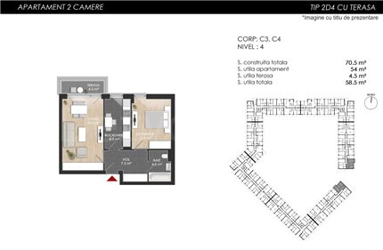 Apartament 2 Camere 59mp Atria Urban Resort
