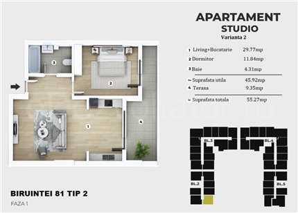 Apartament 2 Camere 55mp Siena Residence
