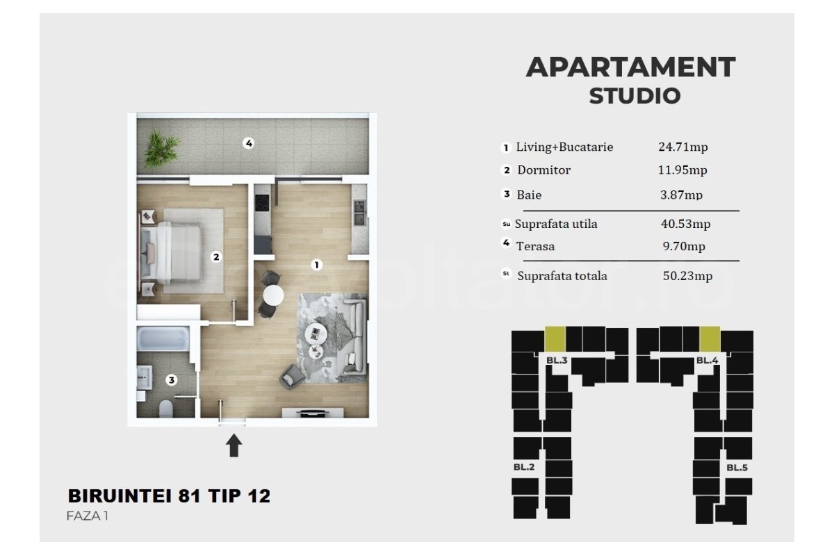 Apartament 2 Camere 50mp Siena Residence