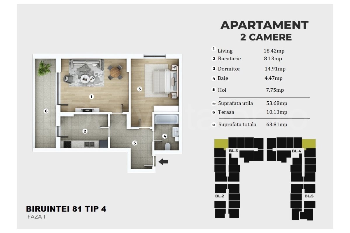 Apartament 2 Camere 64mp Siena Residence