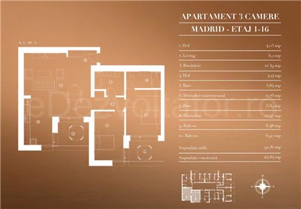 Apartament 3 Camere 104mp City Point Faza 2