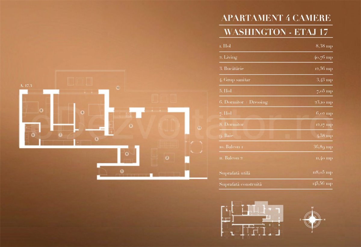 Apartament 3 Camere 168mp City Point Faza 2