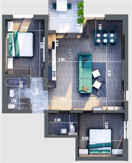 Apartament 3 Camere 82mp Quartz Residence