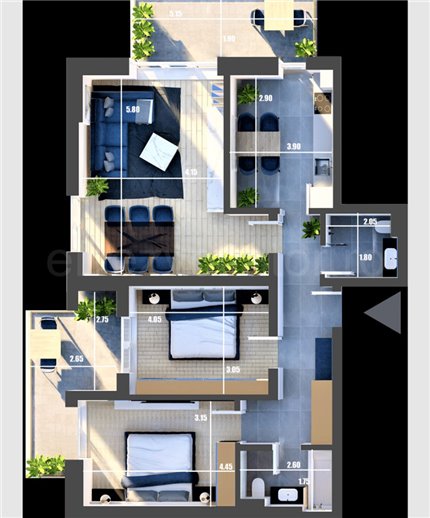Apartament 3 Camere 100mp Quartz Residence