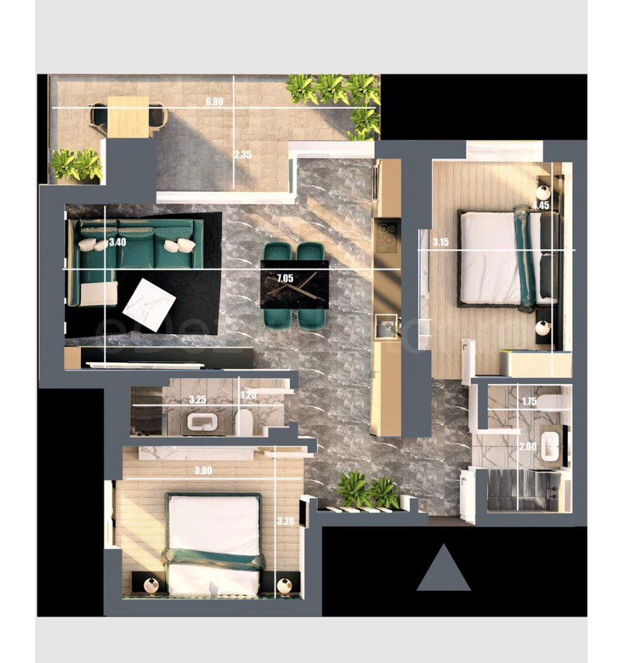 Apartament 3 Camere 82mp Quartz Residence