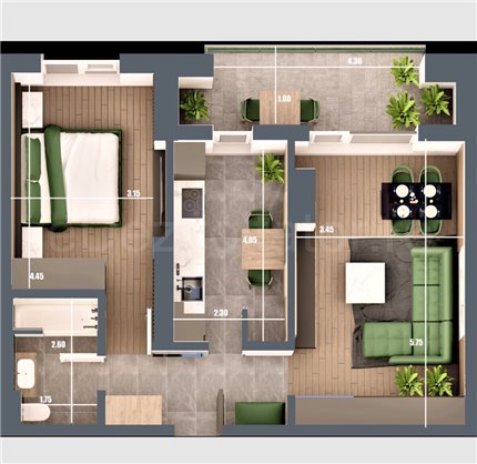 Apartament 2 Camere 63mp Quartz Residence